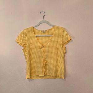 Madewell Yellow Gingham Top with Tie Front Accents